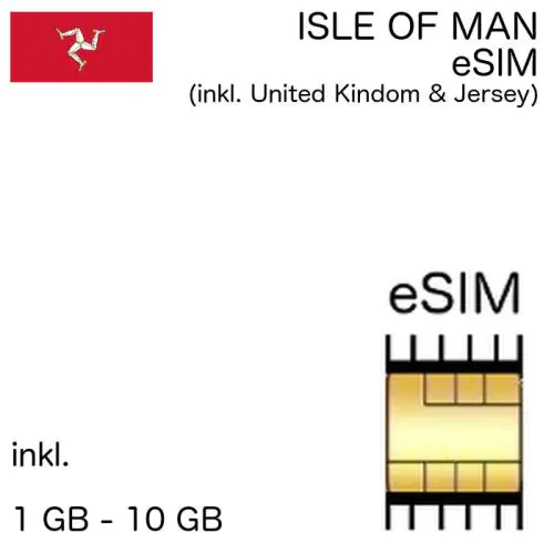 Isle of Man eSIM inkl. 3 GB - 10 GB (15 - 30 Tage optional mit Nachbarländern)