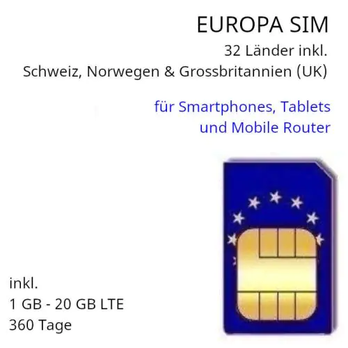 Europa SIM 360 Tage