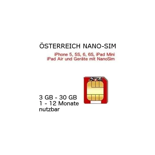 Oesterreich NANO SIM 365 Tage