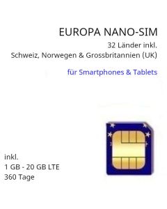 Europa NanoSIM 360 Tage