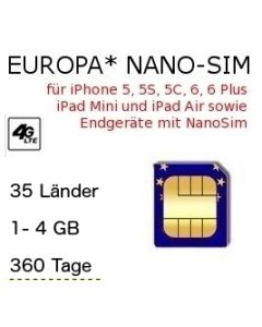 Europa NanoSIM 360 Tage