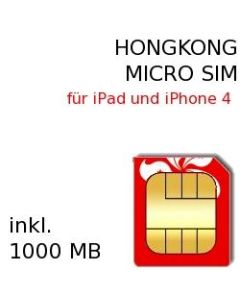 Hongkong Prepaid Daten MICRO-SIM für iPad 1-4 und iPhone 4, iPhone 4S und Smartphones mit MicroSim