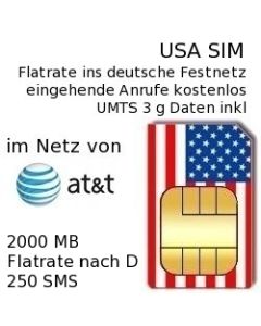 USA 2000 MB Daten-Telefonie-SIM inkl. Flatrate ins deutsche Festnetz