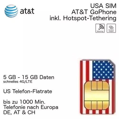 USA AT&T SIM Gophone Prepaid