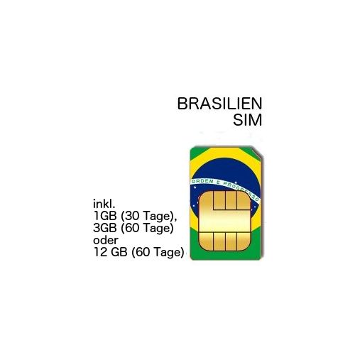 1000-7000 MB Auflade-Guthaben für Brasilien Prepaid Daten SIM-Karte (Weiss-Schwarze SIM)