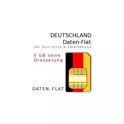 Deutschland - Prepaid - Daten-Flat SIM Karte (5GB ungedrosselt)