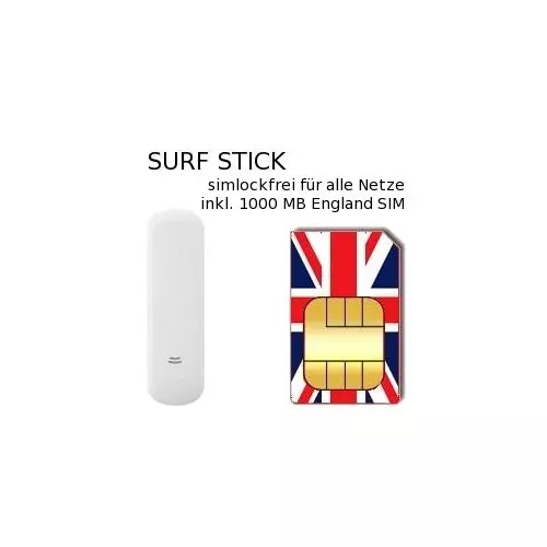 UMTS Surfstick inkl. 1GB England Prepaid Daten SIM