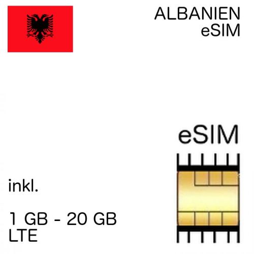 Albanien Prepaid eSIM inkl. 1 GB - 20 GB