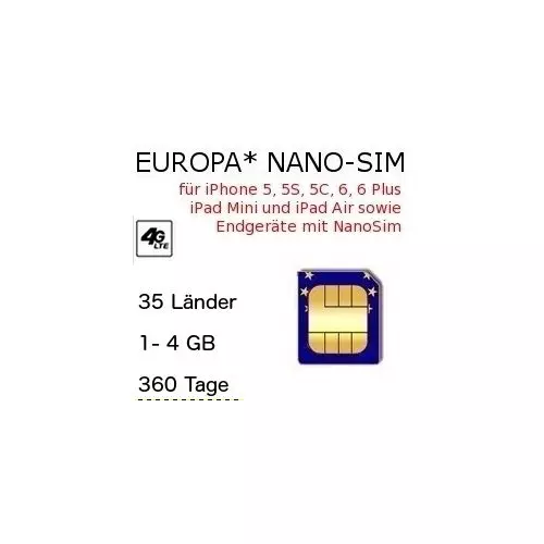 Europa NanoSIM 360 Tage