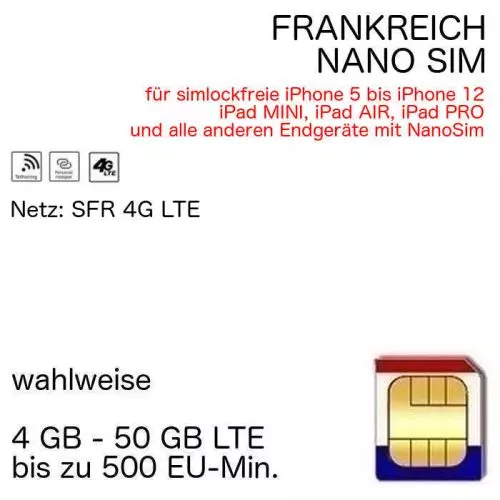 Frankreich nano-sim SFR