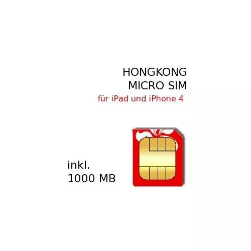 Hongkong Prepaid Daten MICRO-SIM für iPad 1-4 und iPhone 4, iPhone 4S und Smartphones mit MicroSim