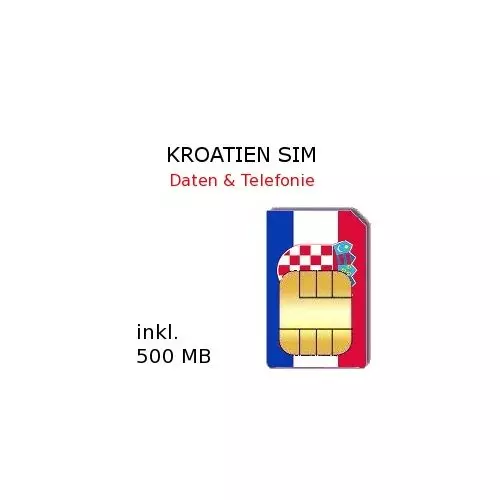 Kroatien Prepaid Telefonie - Daten SIM 500 MB