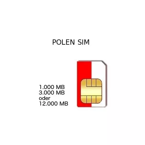 Polen Daten SIM-Karte inkl. 1 GB, 3 GB oder 12 GB im Netz von Play und T-Mobile
