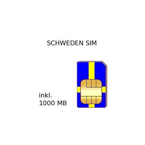 1000-7000 MB Auflade-Guthaben für Schweden Prepaid Daten SIM-Karte (Weiss-Schwarze SIM)