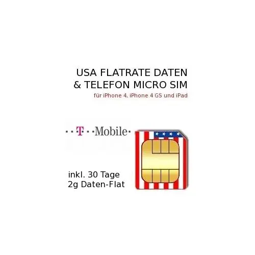 USA Flatrate Prepaid Daten-Telefonie-MICRO SIM #1 inkl. 16 Tage Flat für iPhone4 und iPad 1-2