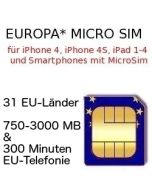 Europa MICRO-SIM 31 Länder